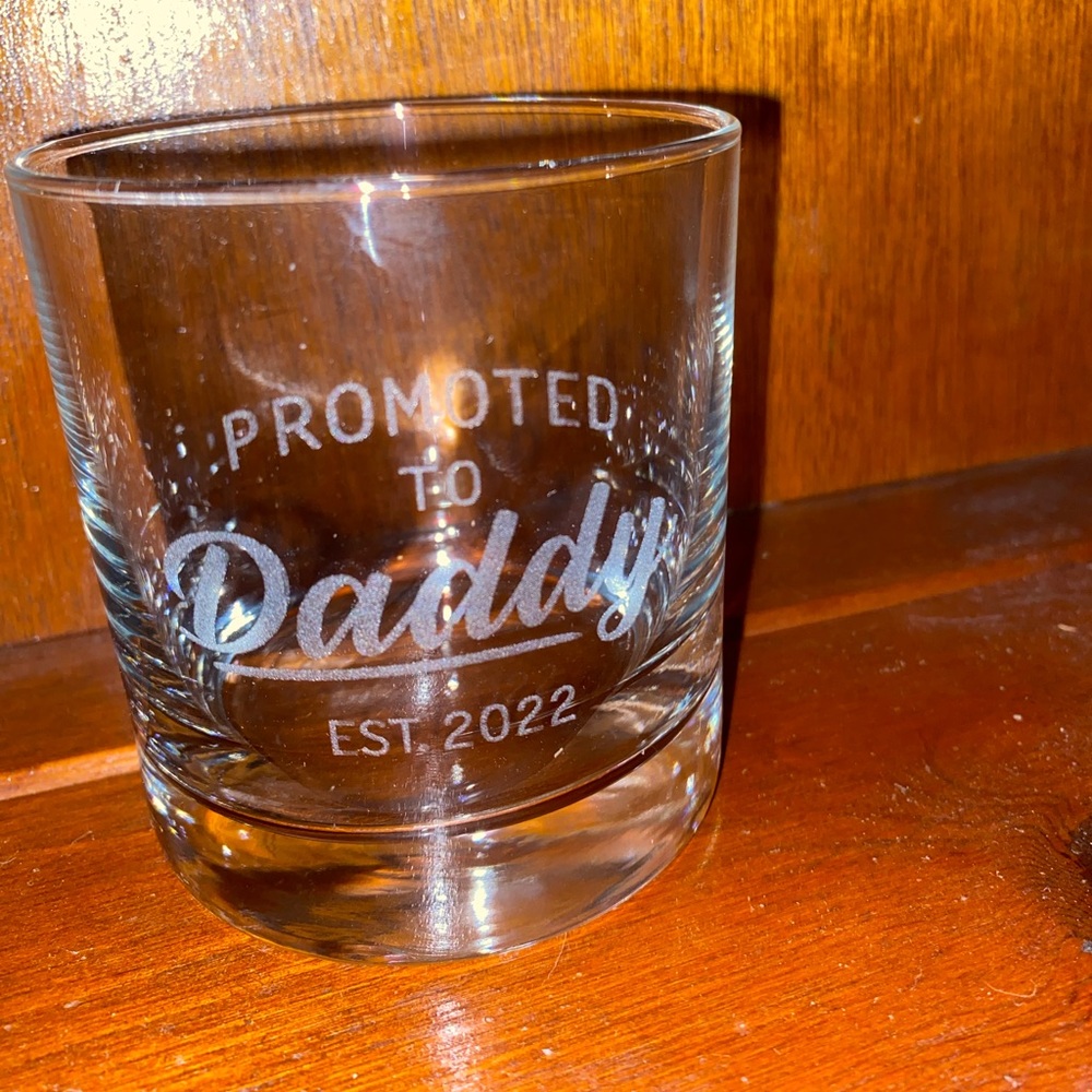 Promoted to daddy, 2022, whiskey glass. New in box.